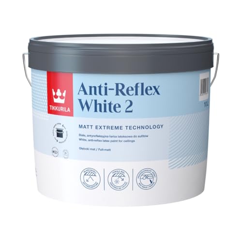 Tikkurila Anti Reflex 2 - Wandfarbe Innenfarbe Flachmatte, hohe Blickdichtigkeit, Deckenfarbe, kein Blitz, 10 Liter von TIKKURILA