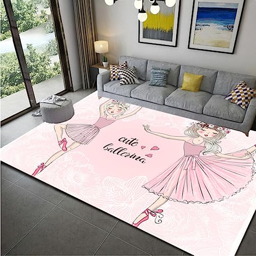 TIKLO Karikatur Ballett Mädchen Bereich Teppich Kind Schlafzimmer Spiel Bodenmatte Mädchen Zimmer Spielteppich Für Teppich Wohnzimmer 80X120cm von TIKLO