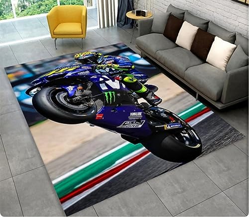 TIKLO Motorrad Rennsport Teppich Groß, Teppich Teppich Zuhause Wohnzimmer Schlafzimmer Sofa Fußmatte Dekoration, Kid Play Rutschfester Boden Essen 160X230CM von TIKLO