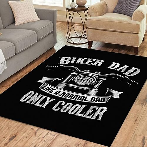 TIKLO Schwarz Und Weiß Motorrad Alphabet Muster Teppich Zuhause Wohnzimmer Schlafzimmer Teppich Türmatte Flur Badezimmer Anti-Rutsch-Matte 140X200CM von TIKLO