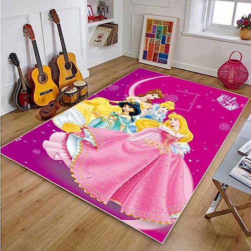 TIKLO Teppich Wohnzimmer Prinzessin Teppich Baby Krabbelteppich Kinder Mädchen Zimmer Teppich Belle Spielmatte Für Kinder rutschfest 40X60CM von TIKLO