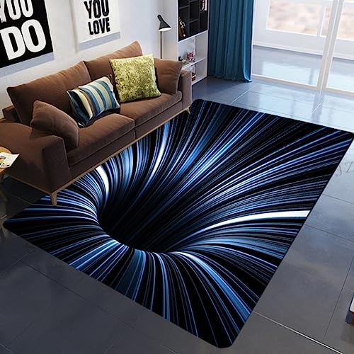 TIKLO Vortex Illusion 3D Teppich Eingangstür Fußmatte Abstrakte Geometrische Optische Fußmatte rutschfeste Fußmatte Teppich Wohnzimmer Dekor Teppich 140X200cm von TIKLO