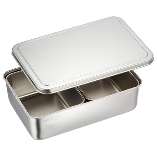TIKUSAN Gewürzbehälter aus Edelstahl, Yakumi-Pfanne, Gewürz-Aufbewahrungsbox, Tablett mit Deckel, mittlere Größe, hergestellt in Japan (2 Behälter) von TIKUSAN