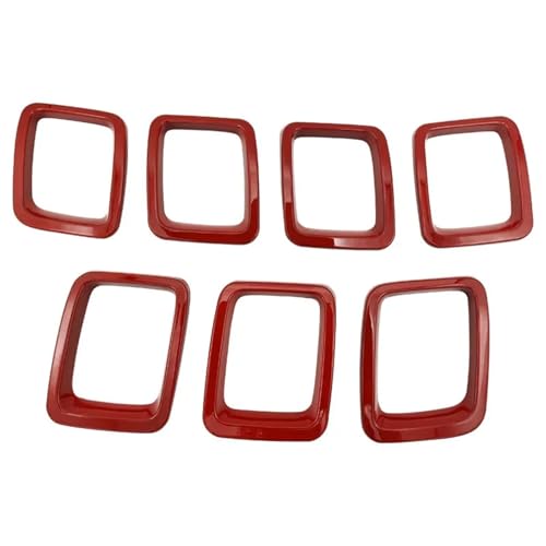 TILIEINE Front- & Kühlergrille 7-teiliges Auto-Carbon-Grill-Einsätze, ABS-Frontgrill-Abdeckungsrahmen, Zierleisten-Kit, passend für Jeep Compass MP 2017–2020 Kühlergrills(Red) von TILIEINE