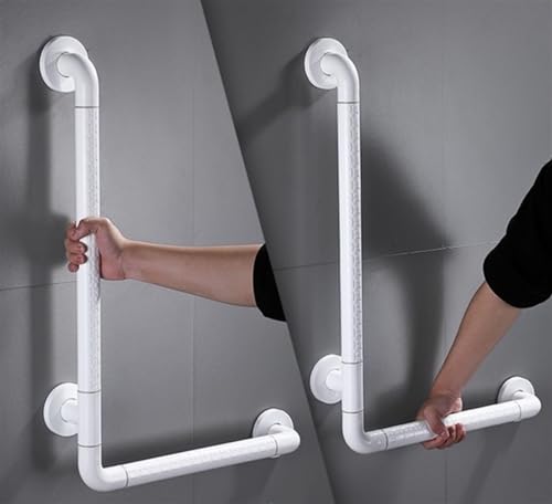 TILIEINE Griffstangen Wannengriff L-förmig rutschfest Abs Handlauf Badezimmer Badewanne Griffe WC Dusche Safety Support Griff Ältere Kinder(White) von TILIEINE