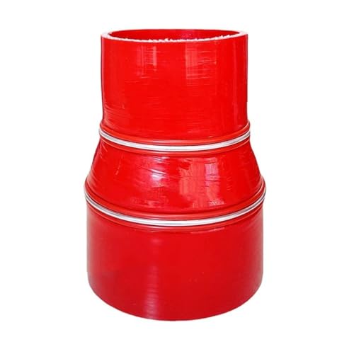 TILIEINE Gummi Schlauch Universal Silikon Schläuche Schlauch Auto Ladeluftkühler Turbo Ansaugrohr Koppler Gerade Reduzierstück Große Kleine Stecker Kühlerschlauch(Red,ID55mm-70mm) von TILIEINE