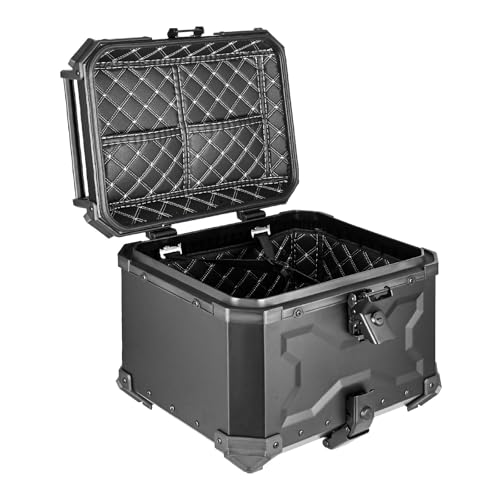 TILIEINE Helmkoffer für 65L Motorrad Top Box Aluminium Hinten Gepäck Lagerung Werkzeug Fall Motorrad Schwanz Mit Montage Platte Und Befestigungen Motorrad Box von TILIEINE