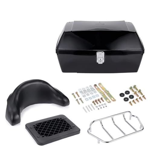 TILIEINE Helmkoffer für Motorrad-Kofferraum-Aufbewahrungsbox hinten Heckgepäckkoffer Werkzeugkasten mit Rückenlehnenpolster Roller Motorrad Universal Motorrad Box(Black) von TILIEINE