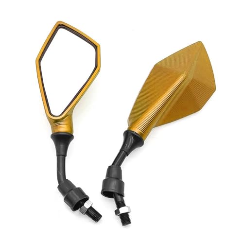 TILIEINE Motorrad Spiegel Set Motorrad Rückspiegel Motorrad Rückspiegel Ersatz Teile Roller E-Bike Rückfahr Hilfs Spiegel Modifizierte Zubehör(Gold) von TILIEINE