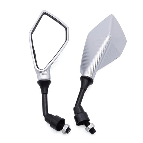 TILIEINE Motorrad Spiegel Set Motorrad Rückspiegel Motorrad Rückspiegel Ersatz Teile Roller E-Bike Rückfahr Hilfs Spiegel Modifizierte Zubehör(Silver) von TILIEINE