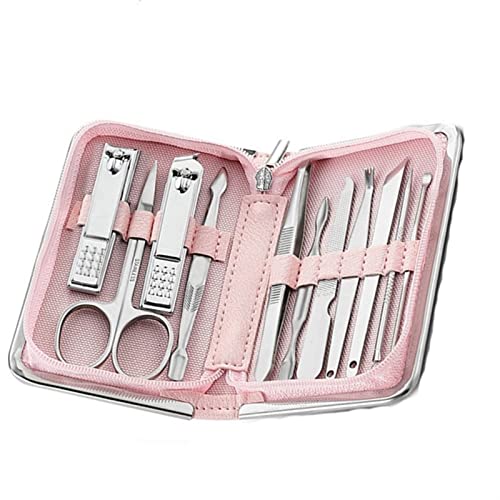 Werkzeugsatz Mechanik-Set 11-26-teiliges Nagelknipser-Maniküre-Set aus Edelstahl, Nagelschneider und Schere(Pink-11) von TILIEINE
