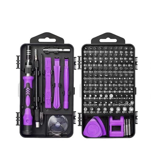 Werkzeugsatz Mechanik-Set 115/122 In 1 Schraubendreher-Set Magnetische Torx-Phillips-Bits Multifunktional(122IN1-Purple) von TILIEINE