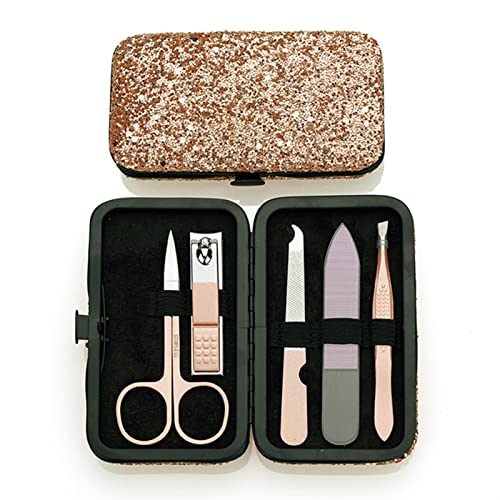 Werkzeugsatz Mechanik-Set 5 teile/satz Rose Gold Nagelknipser Set Edelstahl Nagelfeile Schere Ohr Pick(Gold) von TILIEINE