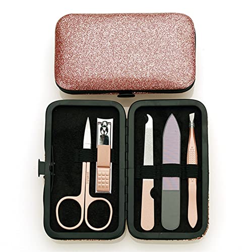 Werkzeugsatz Mechanik-Set 5 teile/satz Rose Gold Nagelknipser Set Edelstahl Nagelfeile Schere Ohr Pick(Pink) von TILIEINE