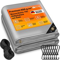 Abdeckplane Grau 4x6 m mit Ösen + 10 Haken & 15m Seil Gewebeplane 650g/m² Wasserdicht & Reißfest Premium PVC-Plane Universell lkw, Pool, Holz Abdeckplane Grau 4x6 m mit Ösen + 10 Haken & 15m Seil Gewebeplane 650g/m² Wasserdicht & Reißfest Premium PVC-Plane Universell lkw, Pool, Holz von TILLVEX