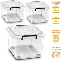 Tillvex - Aufbewahrungsboxen mit Deckel 4er Set - 24L, lebensmittelecht Kunststoff Boxen Set stapelbar Aufbewahrung Ordnungssystem Box groß von TILLVEX