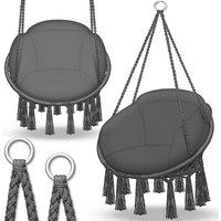 Hängesessel Anthrazit mit großem Kissen150kg zum Aufhängen Hängestuhl Indoor & Outdoor Hängekorb wetterfest Schaukelkorb - Tillvex von TILLVEX