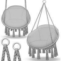Hängesessel Schwarz mit großem Kissen 200kg zum Aufhängen Hängestuhl Indoor & Outdoor Hängekorb wetterfest Schaukelkorb - Tillvex von TILLVEX