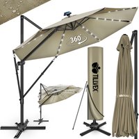 Torana - tillvex® Premium Alu Sonnenschirm 330 cm Braun + Abdeckung & Windsicherung Ampelschirm 6-Fach Verstellbar mit Kurbel Gartenschirm 360° von TORANA