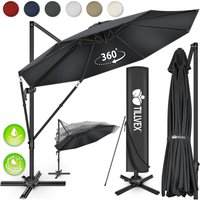 Tillvex - Premium Alu Sonnenschirm 330 cm Braun + Abdeckung & Windsicherung Ampelschirm 6-Fach Verstellbar mit Kurbel Gartenschirm 360° Drehbar von TILLVEX