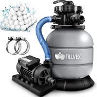 tillvex® Sandfilteranlage Pool 7.900L/h inkl. 400g Filterbälle grau Filteranlage 7-Wege Ventil & 2in1 Adapter Ø32mm - 38mm Poolfilter mit tillvex® Sandfilteranlage Pool 7.900L/h inkl. 400g Filterbälle grau Filteranlage 7-Wege Ventil & 2in1 Adapter Ø32mm - 38mm Poolfilter mit von TILLVEX