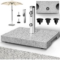Granit Sonnenschirmständer mit Transportgriff Grau - 27 kg Rechteckig Schirmständer Sonnenschirm mit Edelstahlrohr Balkonschirmständer für von TILLVEX