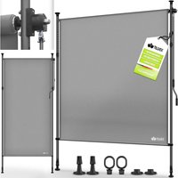Klemmmarkise Senkrechtmarkise 120x310cm Grau mit Handkurbel ohne Bohren Sichtschutz Ausziehbar & Blickdicht Vertikalmarkise Balkon Terrasse Garten von TILLVEX