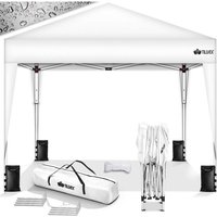 Tillvex - Pavillon 3x3m wasserdicht Weiß + 4er Set Sandsäcke Pop-Up Faltpavillon stabil & höhenverstellbar Gartenzelt uv Schutz 50+ Partyzelt mit von TILLVEX