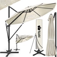 Tillvex - Premium Alu Sonnenschirm 330 cm Beige + Abdeckung & Windsicherung Ampelschirm 6-Fach Verstellbar mit Kurbel Gartenschirm 360° Drehbar von TILLVEX