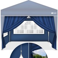 4X Seitenwand blau für Pavillon 3x3m & 3x6m Faltpavillon Seitenteile wasserabweisend Seitenfenster & Reißverschluss Seitenwände für Gartenzelt von TILLVEX