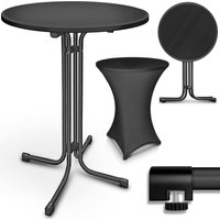 tillvex® Gastro Stehtisch klappbar 2er Set - Ø60cm schwarz Bistrotisch FERTIG MONTIERT Klapptisch rund - wetterfester Partytisch Gartentisch Indoor & von TILLVEX
