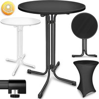 tillvex® Gastro Stehtisch klappbar 2er Set - Ø60cm weiß Bistrotisch FERTIG MONTIERT Klapptisch rund - wetterfester Partytisch Gartentisch Indoor & von TILLVEX