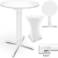 tillvex® Gastro Stehtisch klappbar 2er Set - Ø60cm weiß Bistrotisch FERTIG MONTIERT Klapptisch rund - wetterfester Partytisch Gartentisch Indoor & von TILLVEX