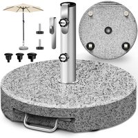 tillvex® Granit Sonnenschirmständer mit Rollen & Teleskopgriff 27 kg Grau - Rund Schirmständer Sonnenschirm mit Edelstahlrohr Balkonschirmständer für von TILLVEX