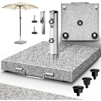 tillvex® Granit Sonnenschirmständer mit Rollen & Transportgriff Grau - 27 kg Eckig Schirmständer Sonnenschirm mit Edelstahlrohr Balkonschirmständer von TILLVEX