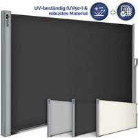 Tillvex - Seitenmarkise 180x400 cm Grau ausziehbar & Blickdicht Sichtschutz für Balkon, Garten & Terrasse Seitenrollo mit Wandhalterung Sonnenschutz von TILLVEX
