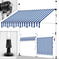 Balkonmarkise 150 cm Blau/Weiß Gelenkarm Markise Klemmmarkise Sonnenmarkise Balkon ohne Bohren - Tillvex von TILLVEX