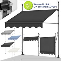 Balkonmarkise 150 cm Grau/Weiß Gelenkarm Markise Klemmmarkise Sonnenmarkise Balkon ohne Bohren - Tillvex von TILLVEX