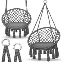 Hängesessel Anthrazit 200kg zum Aufhängen Hängestuhl Indoor & Outdoor Hängekorb wetterfest Schaukelkorb mit Kissen - Tillvex von TILLVEX