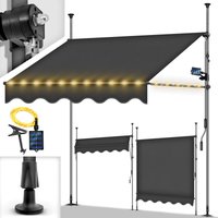 tillvex Klemmmarkise 350 cm Anthrazit mit LED mit Handkurbel Balkon Balkonmarkise ohne Bohren Markise UV-beständig & höhenverstellbar Sonnenschutz tillvex Klemmmarkise 350 cm Anthrazit mit LED mit Handkurbel Balkon Balkonmarkise ohne Bohren Markise UV-beständig & höhenverstellbar Sonnenschutz von TILLVEX