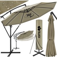 Sonnenschirm Braun ø 350 cm Ampelschirm Gartenschirm Marktschirm Kurbel Balkon Alu Neigbar Braun - Ø350cm - Tillvex von TILLVEX