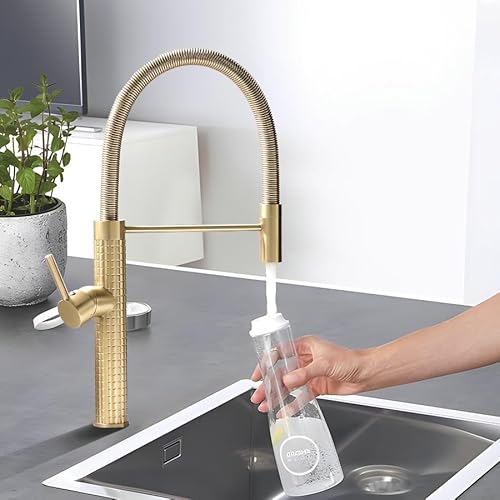 TIMACO Gold Wasserhahn Küche,Küchenarmatur mit Brause Ausziehbar - 360° Schwenkbarz- Pull-Down-Spray - Hochdruck TIMACO Gold Wasserhahn Küche,Küchenarmatur mit Brause Ausziehbar - 360° Schwenkbarz- Pull-Down-Spray - Hochdruck von TIMACO