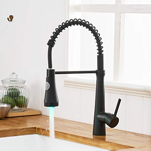 TIMACO LED Schwarz Wasserhahn Küche 360° Drehbar Küchenarmatur Mischbatterie Gastro Küche Armatur Spiralfederarmatur Hochdruck TIMACO LED Schwarz Wasserhahn Küche 360° Drehbar Küchenarmatur Mischbatterie Gastro Küche Armatur Spiralfederarmatur Hochdruck von TIMACO