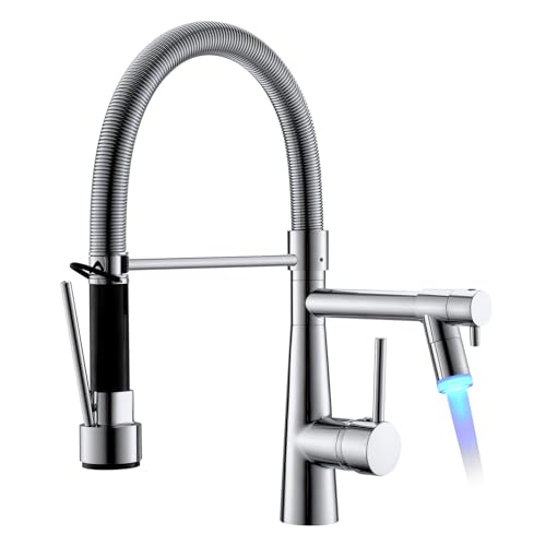 TIMACO LED Wasserhahn Küche Chrom mit Schloss Brause Ausziehbar - 360° Schwenkbare- Pull-Down-Spray - Hochdruck - Chrom Küchenarmatur von TIMACO