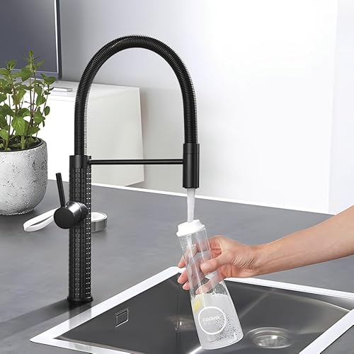 TIMACO Schwarz Wasserhahn Küche,Küchenarmatur mit Brause Ausziehbar - 360° Schwenkbarz- Pull-Down-Spray - Hochdruck von TIMACO