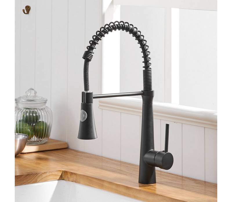 TIMACO Spültischarmatur (Hochdruck Armatur Küche ( und Mit LED) , Wasserhahn Küche Mit Brause Ausziehbar,360° drehbar) von TIMACO