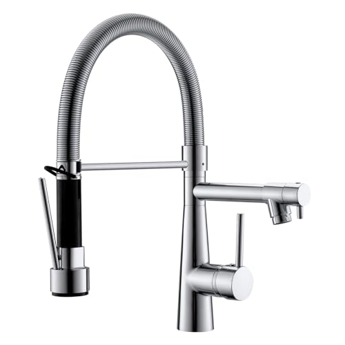 TIMACO Wasserhahn Küche Chrom mit Schloss Brause Ausziehbar - 360° Schwenkbare- Pull-Down-Spray - Hochdruck - Chrom Küchenarmatur TIMACO Wasserhahn Küche Chrom mit Schloss Brause Ausziehbar - 360° Schwenkbare- Pull-Down-Spray - Hochdruck - Chrom Küchenarmatur von TIMACO