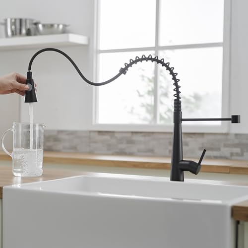 TIMACO Wasserhahn Küche Schwarz, Hochdruck-Küchenarmatur mit herausziehbarer Brause,Küchenarmaturen Spültischarmatur Mischbatterie TIMACO Wasserhahn Küche Schwarz, Hochdruck-Küchenarmatur mit herausziehbarer Brause,Küchenarmaturen Spültischarmatur Mischbatterie von TIMACO