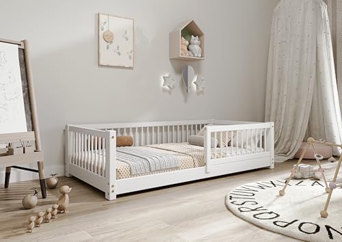 TIMBEE - Alfi - Kinderbett 100x200 cm - Bett Weiß - Einzelbett für Kinder mit Lattenrost und Rausfallschutz Abnehmbar - Belastbar bis 100 kg - aus Kiefernholz Klasse 1 TIMBEE - Alfi - Kinderbett 100x200 cm - Bett Weiß - Einzelbett für Kinder mit Lattenrost und Rausfallschutz Abnehmbar - Belastbar bis 100 kg - aus Kiefernholz Klasse 1 von TIMBEE