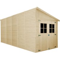 Holz Gartenschuppen (mit Seitenwand) mit imprägniertem boden - Abstellkammer mit Fenstern - H244x216x514 cm/10,2 m2 - Gartenwerkstatt - Fahrrad von TIMBELA